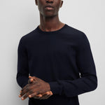 Maglia girocollo in merinos 50468239 10241501 01 404 BOSS Dark blue 