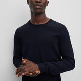 Maglia girocollo in merinos 50468239 10241501 01 404 BOSS Dark blue 
