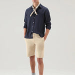 Camicia in puro lino tiinto in capo CFWOSI0113MRUT3372 3989 WOOLRICH Melton blue 