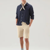 Camicia in puro lino tiinto in capo CFWOSI0113MRUT3372 3989 WOOLRICH Melton blue 