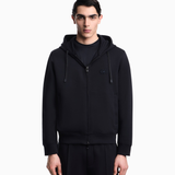 Felpa cappuccio e zip in double jersey EM004538 AF10013 UB118 EMPORIO ARMANI Blu navy 