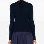 Maglia girocollo in cannetè di lana 104020A15S G03 PINKO Blu marino cupo 