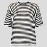 T-shirt a righe in misto lino PED5343 99012278 RI044 PEUTEREY Bianco/nero 