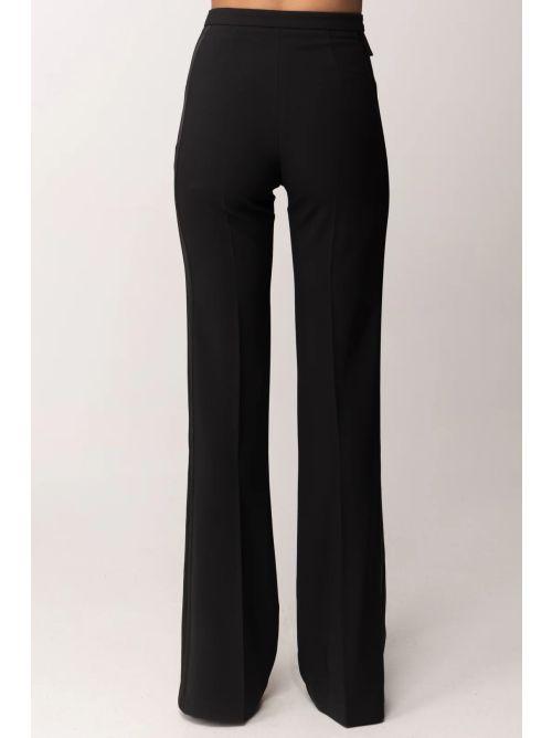 Pantaloni in crêpe leggero e raso PA18362E2 110 ELISABETTA FRANCHI Nero 