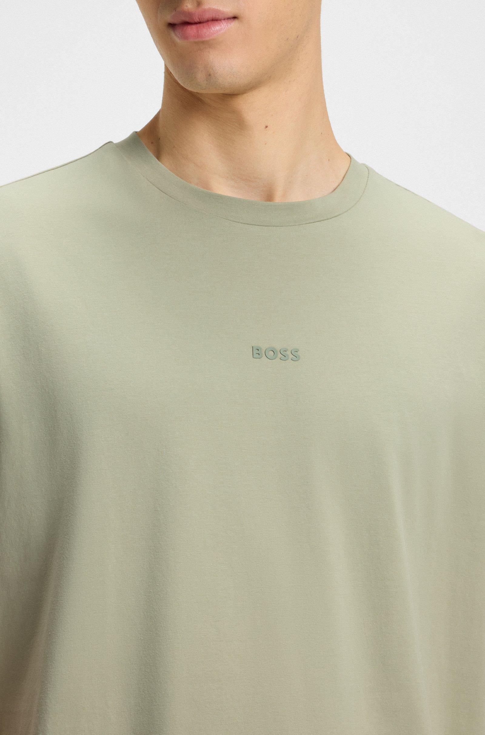 T-shirt in cotone elasticizzato con logo a contrasto 50473278 10242929 01 077 BOSS Open green 