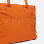 Borsa shopper media in canvas 106673A3A4 A76 PINKO Arancio bruciato 