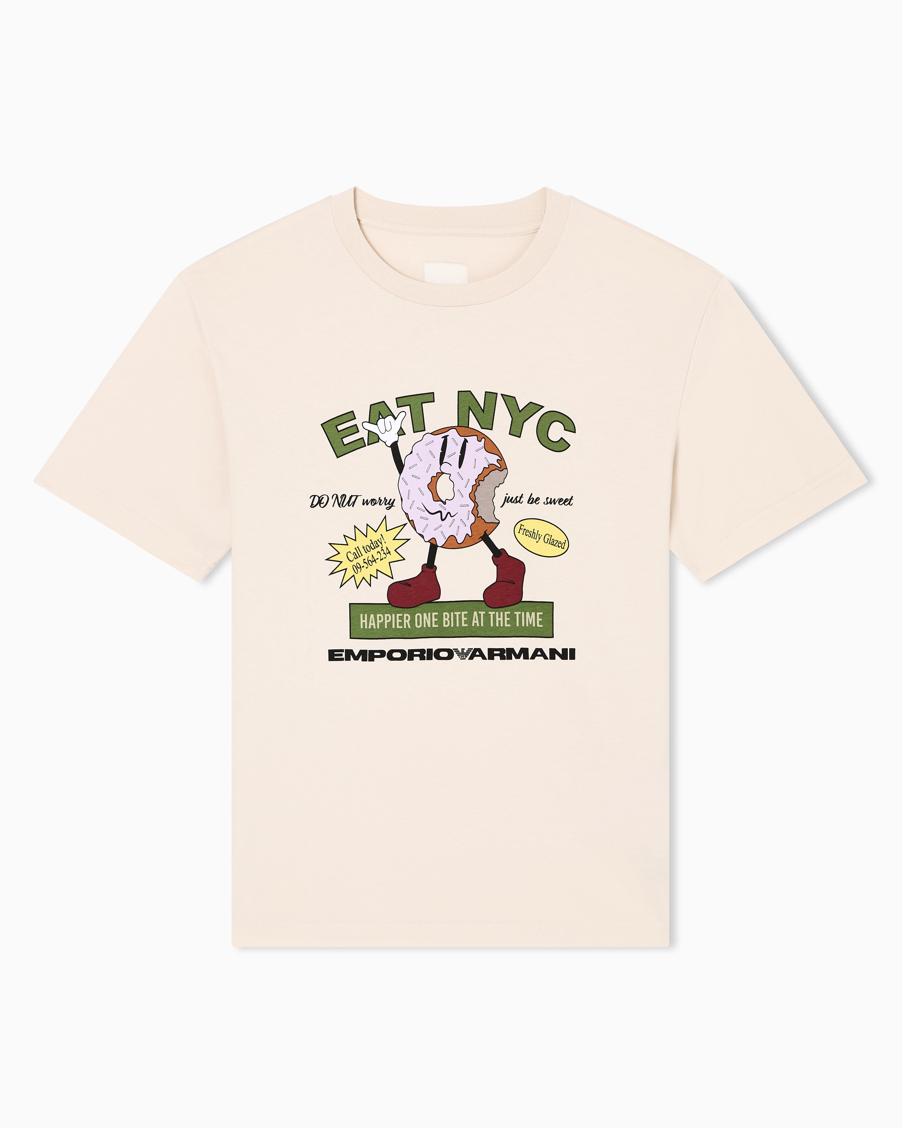 T-shirt in jersey stampa EAT NYC Capsule New York EM003622 AF14836 M1183 EMPORIO ARMANI Donut beige 