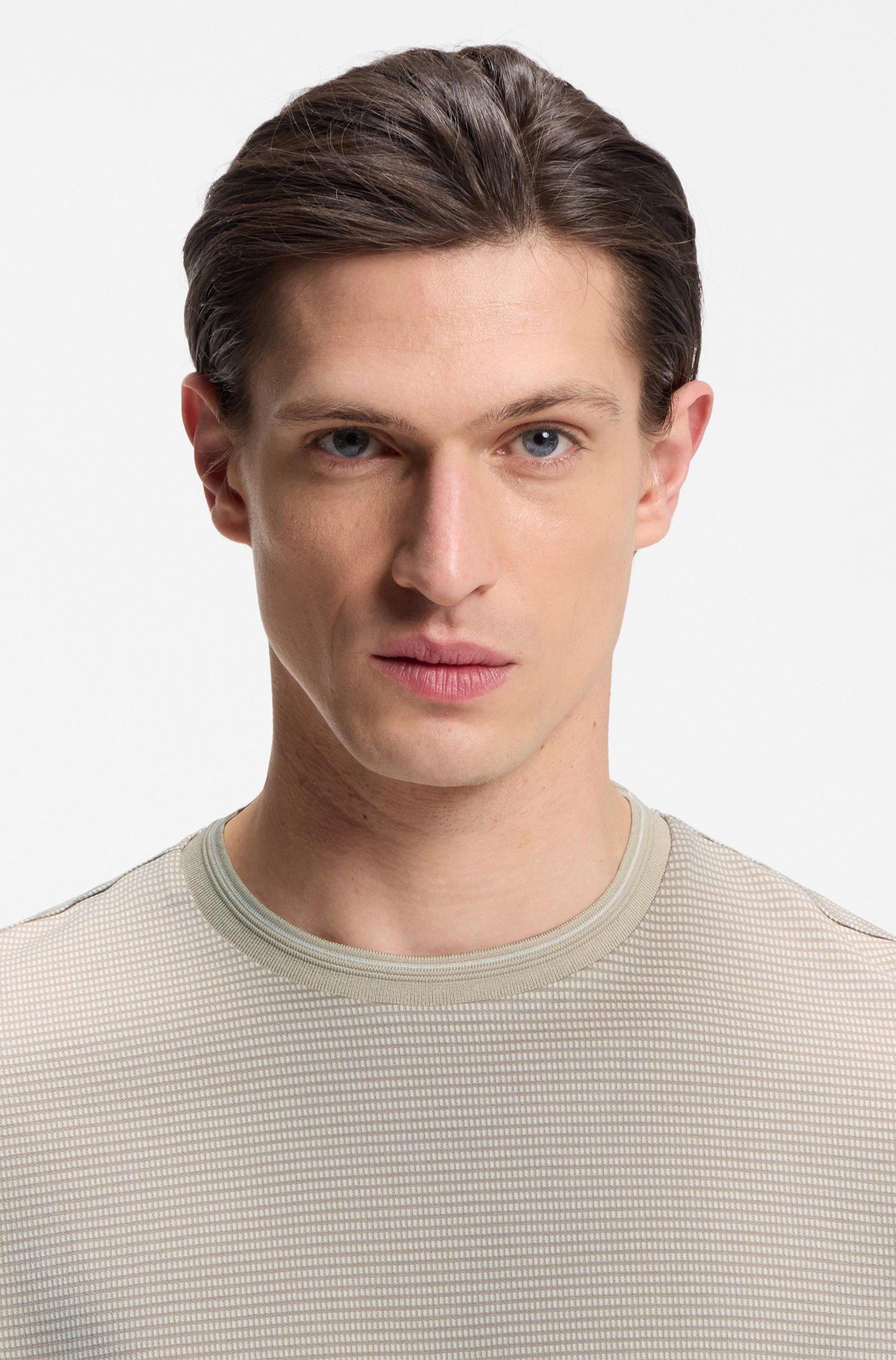 T-Shirt in cotone mercerizzato con motivo jacquard 50559775 10279650 01 286 BOSS Open beige 