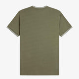 T-shirt con doppia riga M1588 87B FRED PERRY Lwgrn/ecru/dskbl 