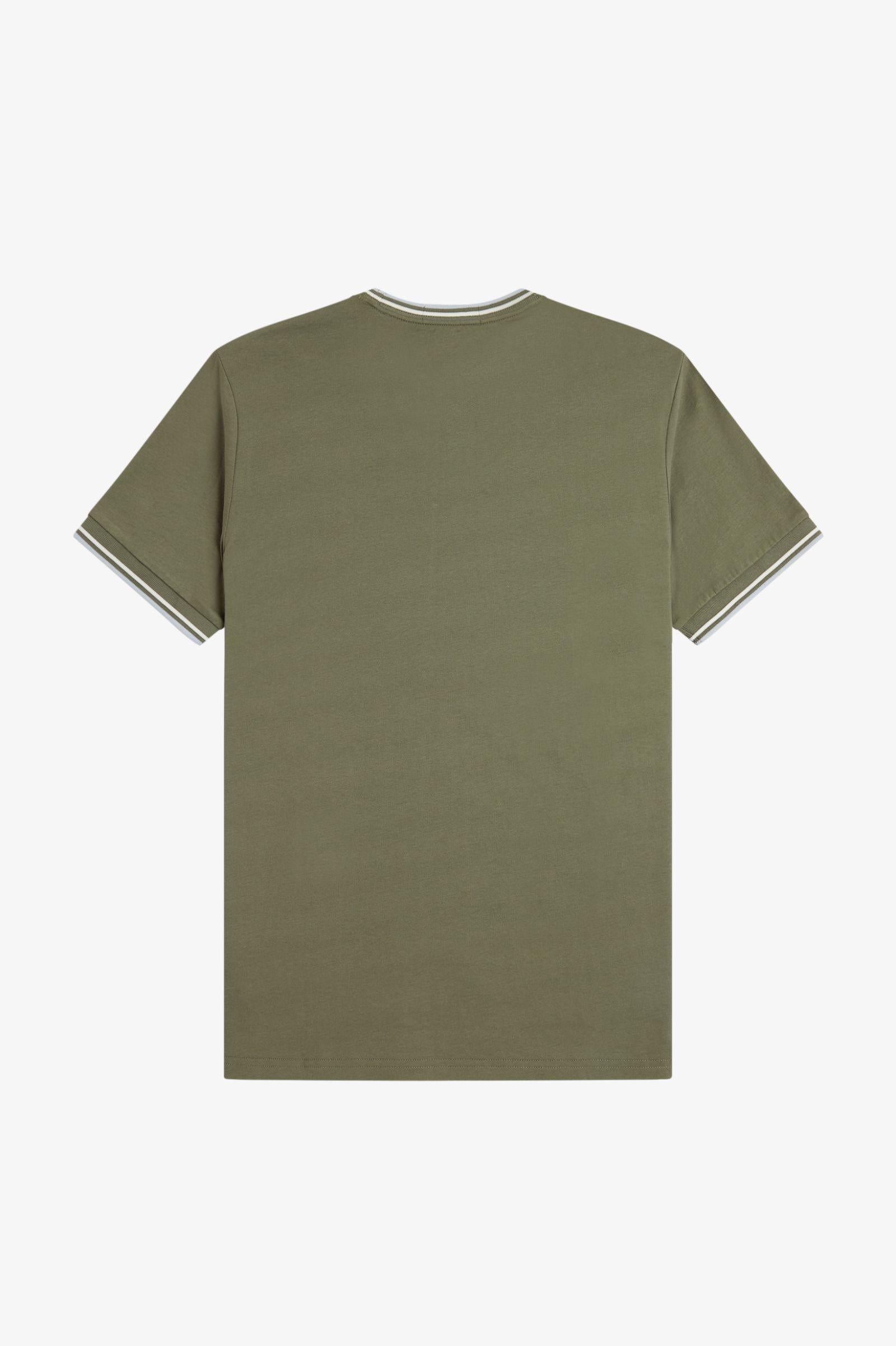 T-shirt con doppia riga M1588 87B FRED PERRY Lwgrn/ecru/dskbl 