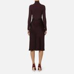Abito in maglia a costine e raso con taschino AM06B56E2 EA4 ELISABETTA FRANCHI Merlot 