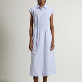 Chemisier in cotone seersucker elasticizzato CFWWDR0186FRUT4070 31010 WOOLRICH Blue stripe 