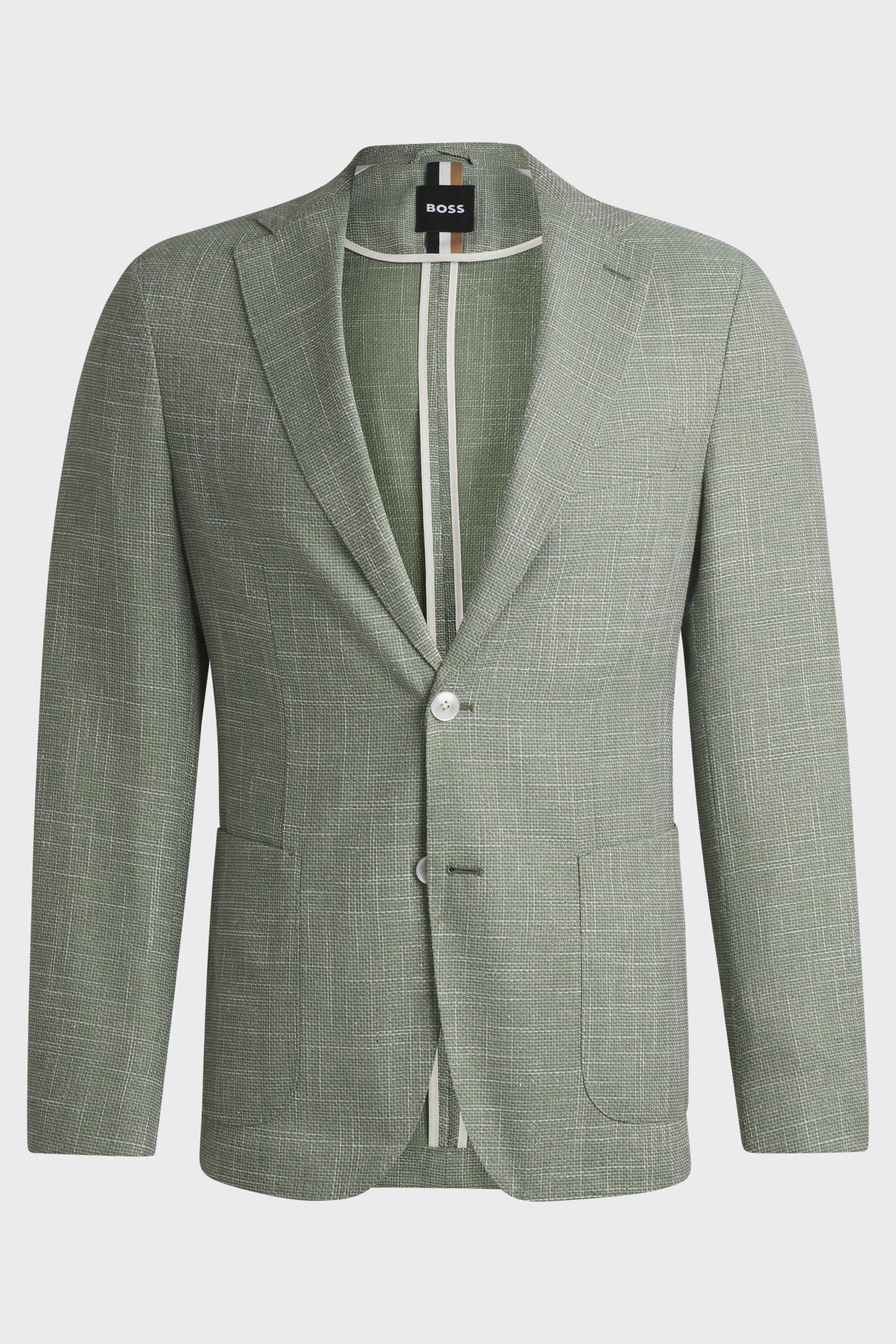 Giacca slim fit con tessutto micromotivo 50540742 10271168 01 311 BOSS Medium green 