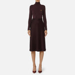 Abito in maglia a costine e raso con taschino AM06B56E2 EA4 ELISABETTA FRANCHI Merlot 