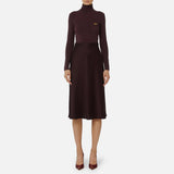 Abito in maglia a costine e raso con taschino AM06B56E2 EA4 ELISABETTA FRANCHI Merlot 