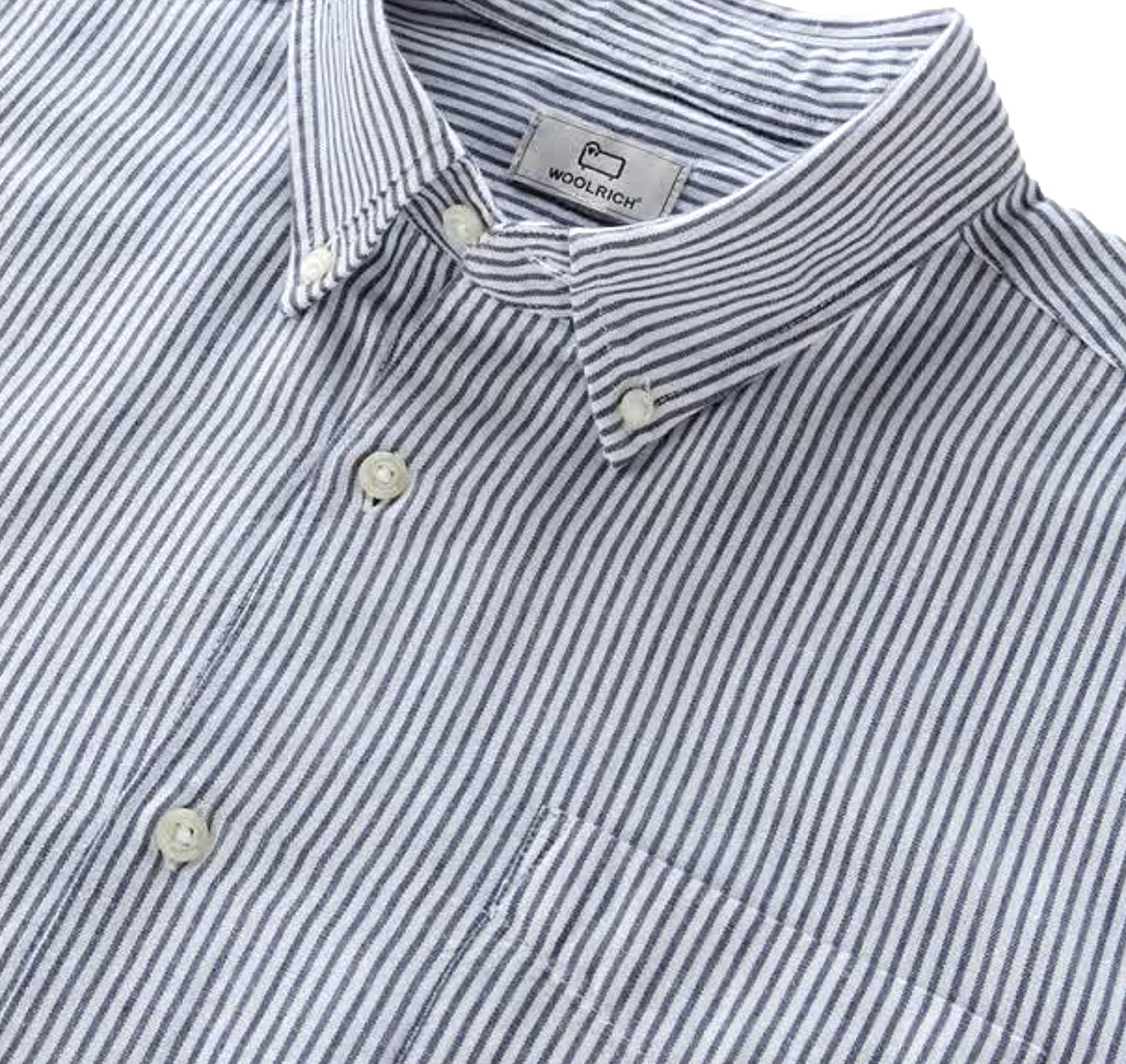 Camicia a righe in misto cotone e lino CFWOSI0134MRUT3707 31127 WOOLRICH Maritime blue 