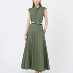 Abito a ruota in popeline di cotone 2616221052600 069 MAX MARA STUDIO Verde militare 