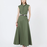 Abito a ruota in popeline di cotone 2616221052600 069 MAX MARA STUDIO Verde militare 