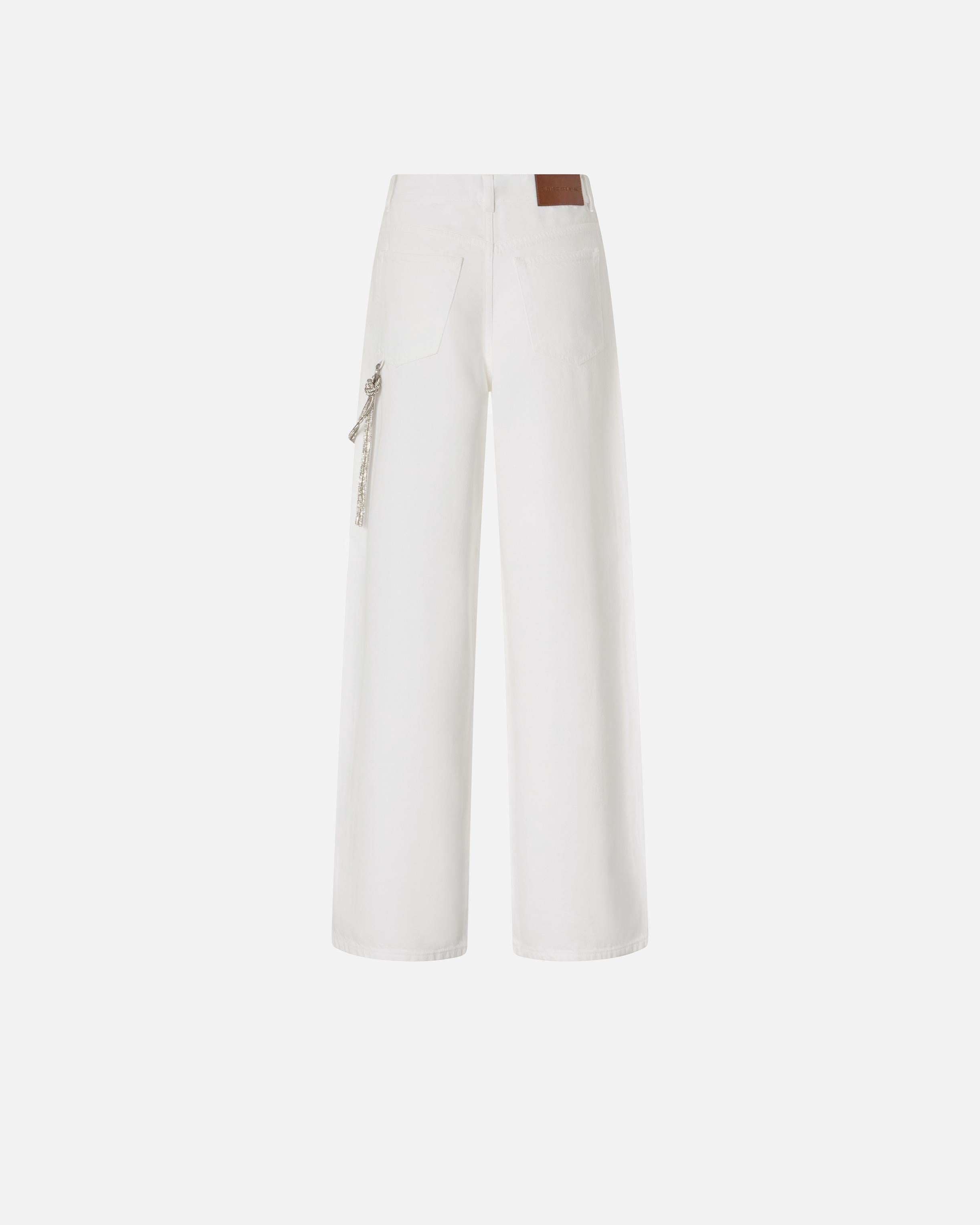 Pantaloni larghi loose fit con catena gioiello 104601A2DO Z04 PINKO Bianco 