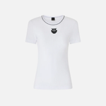 T-shirt a costine con ricamo 106815A3AL Z04 PINKO Bianco brill. 