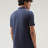 Polo Mackinack tinta in capo in piqué di cotone elasticizzato CFWOPO0065MRUT1483 3989 WOOLRICH Melton blue 