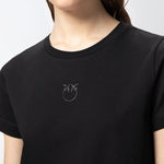 T-shirt maniche corte logo ricamato 100355A2HN Z99 PINKO Nero 