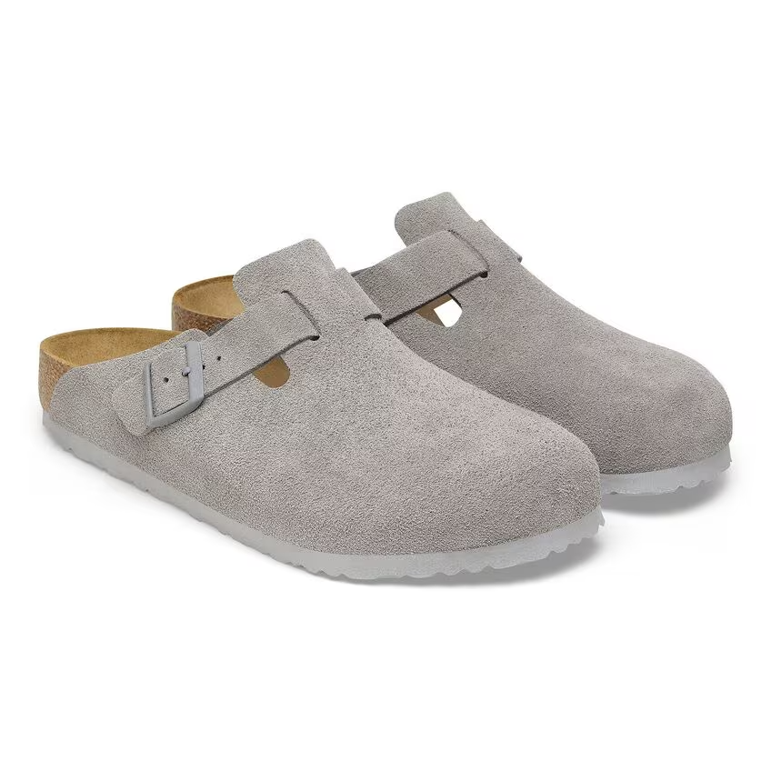Sabot in suede BOSTON 1027688 STONE COIN BIRKENSTOCK Stone coin 