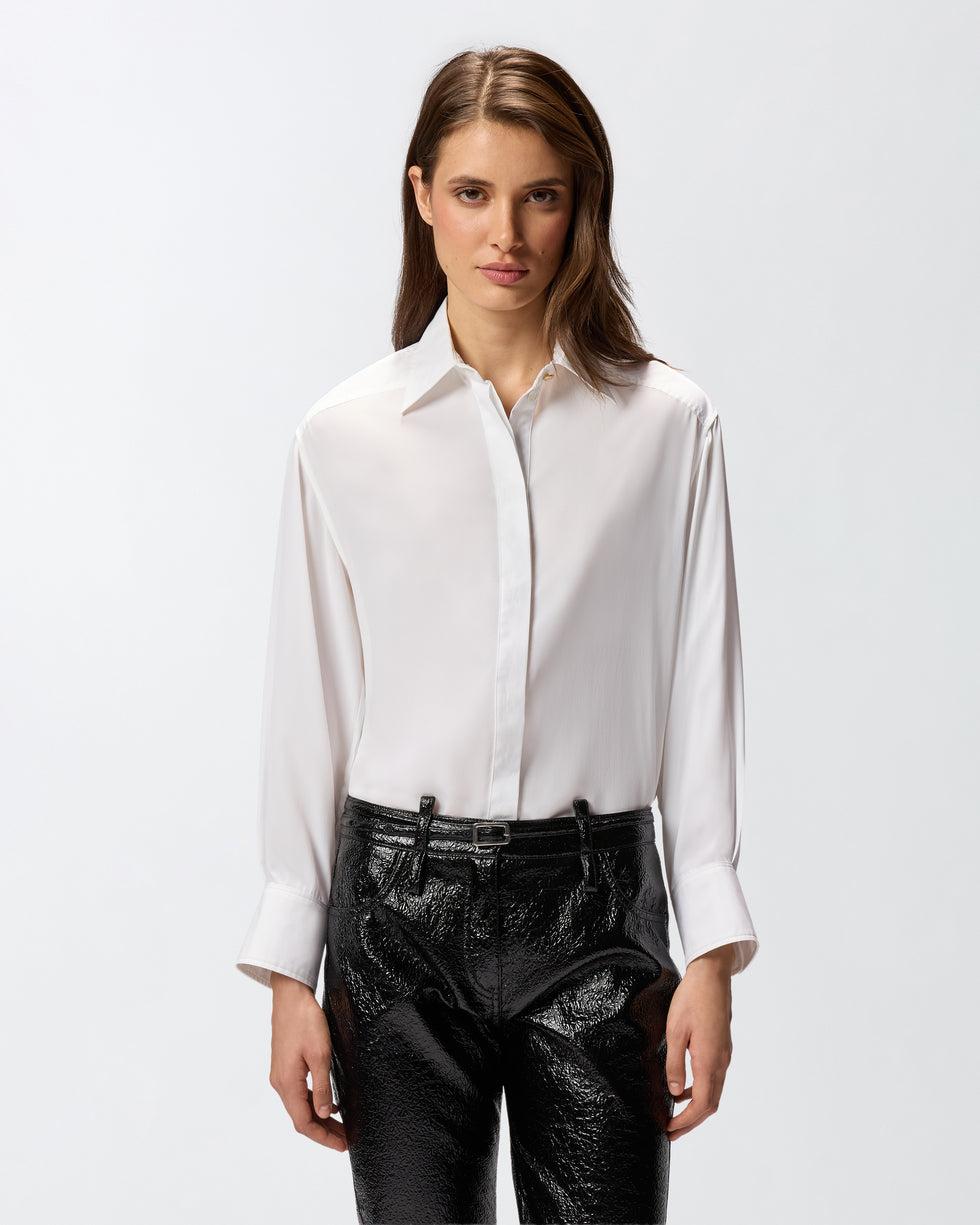 Camicia in popeline e crêpe 105434A2TG Z05 PINKO Bianco-biancaneve 