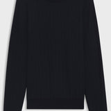 Maglia girocollo in lana e cotone 50549985 10274948 01 404 BOSS Dark blue 