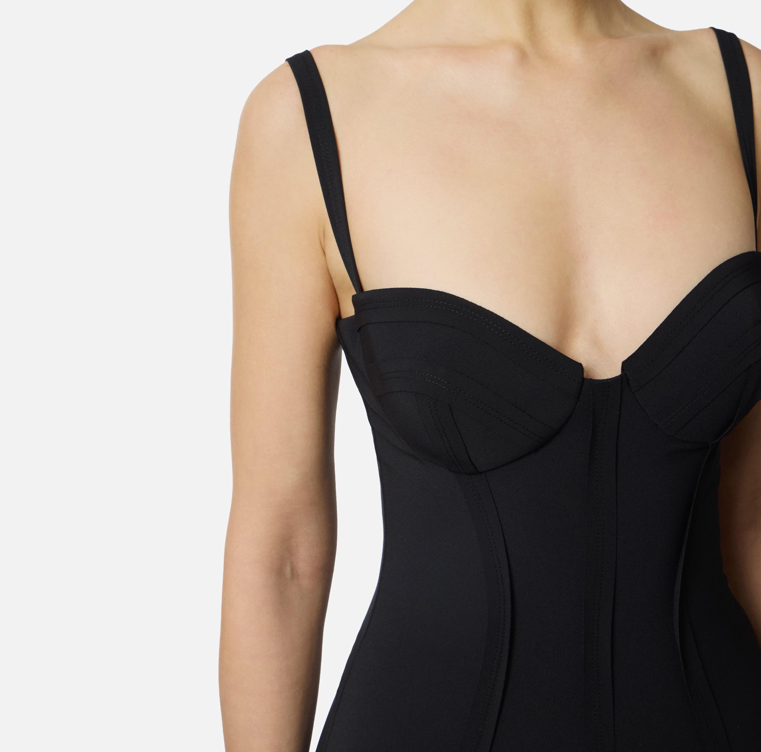 Abito in crêpe leggero con tessuto a taglio vivo AB91861E3 110 ELISABETTA FRANCHI Black 