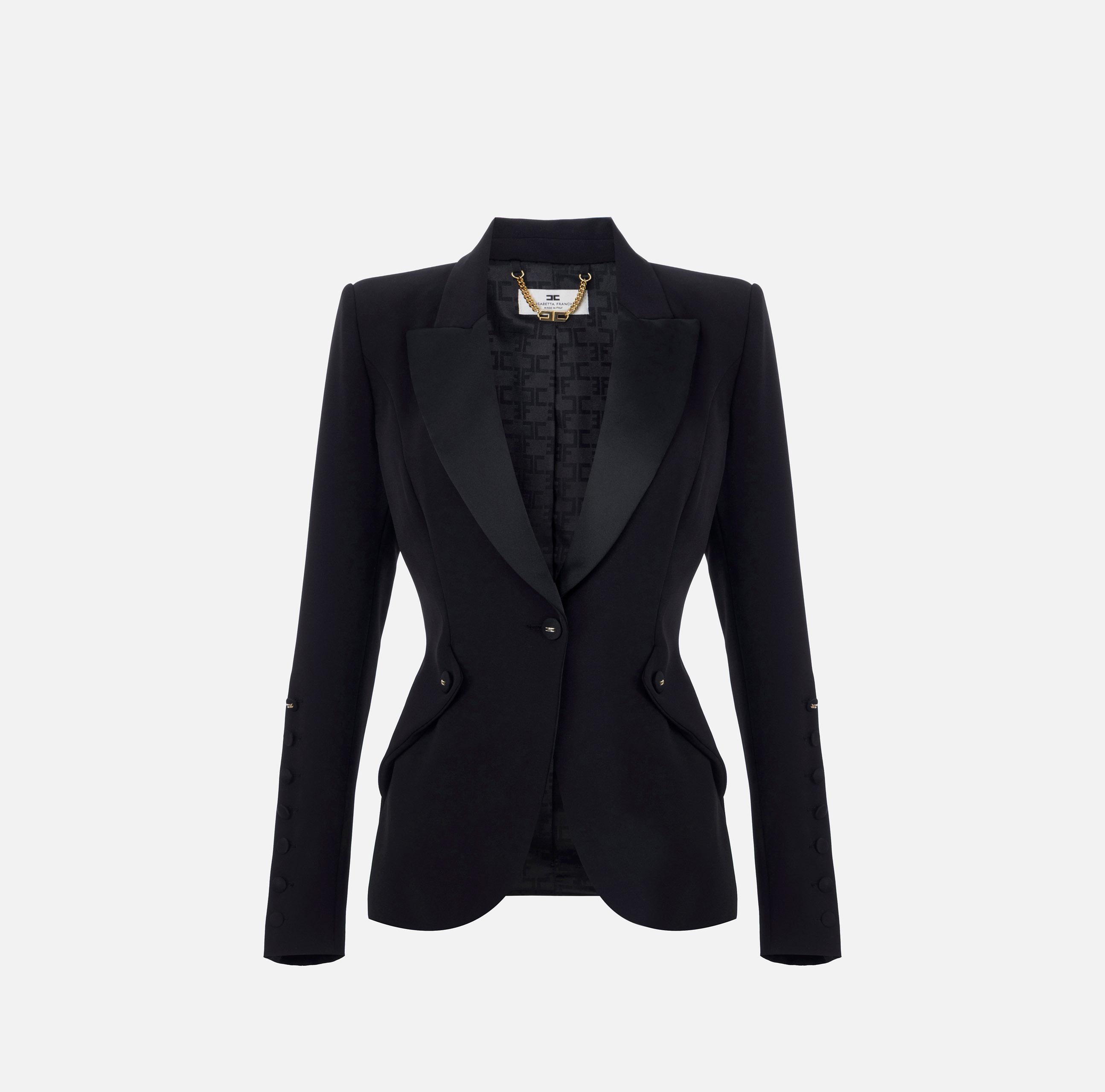 Giacca in crêpe leggero GI15456E2 110 ELISABETTA FRANCHI Nero 
