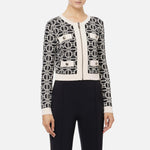 Cardigan cropped logo jacquard<BR/> MK32B47E2 685 ELISABETTA FRANCHI Nero/burro 