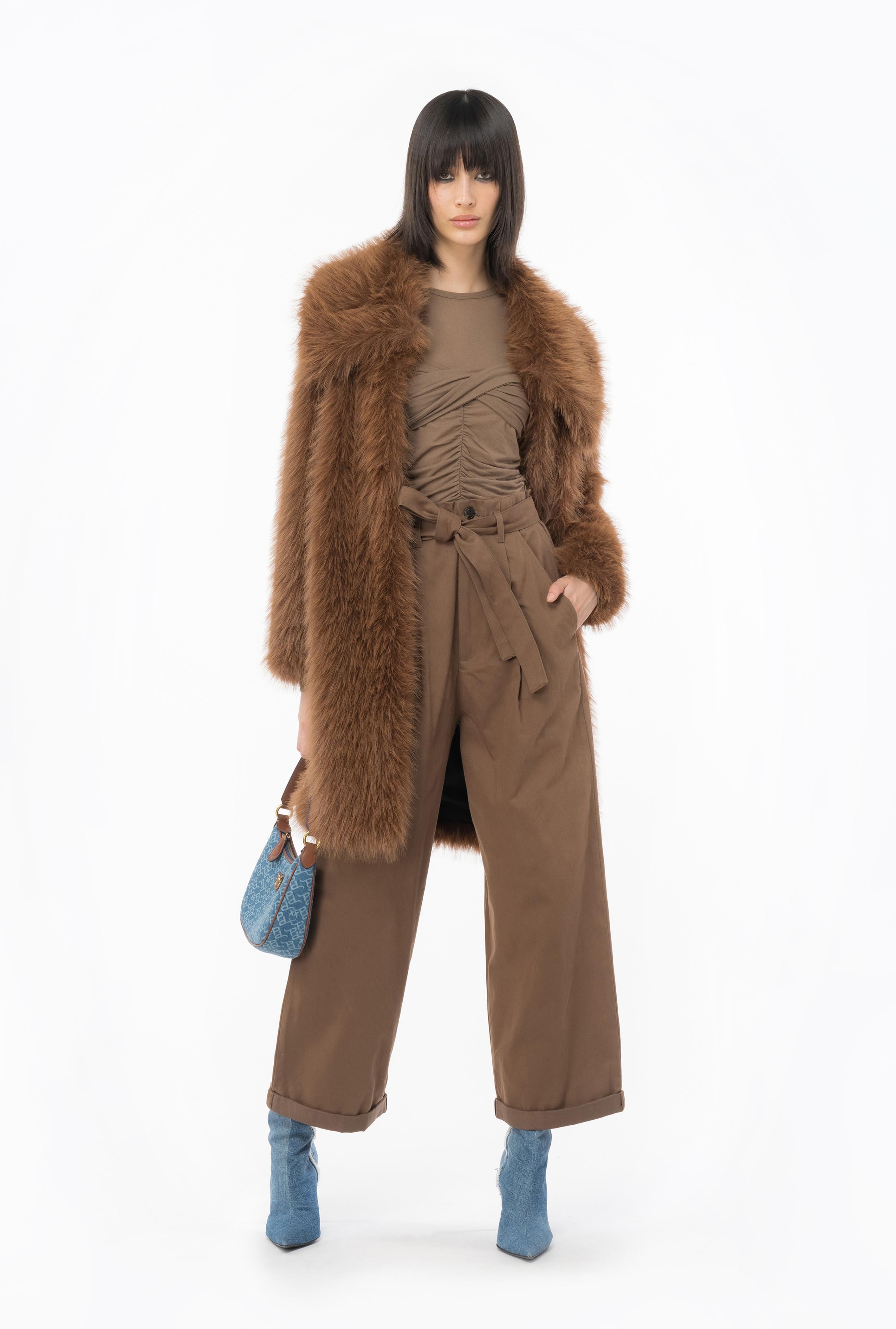 Pantaloni ampi cotone lavato 102191A1BB L71 PINKO Terra scura 
