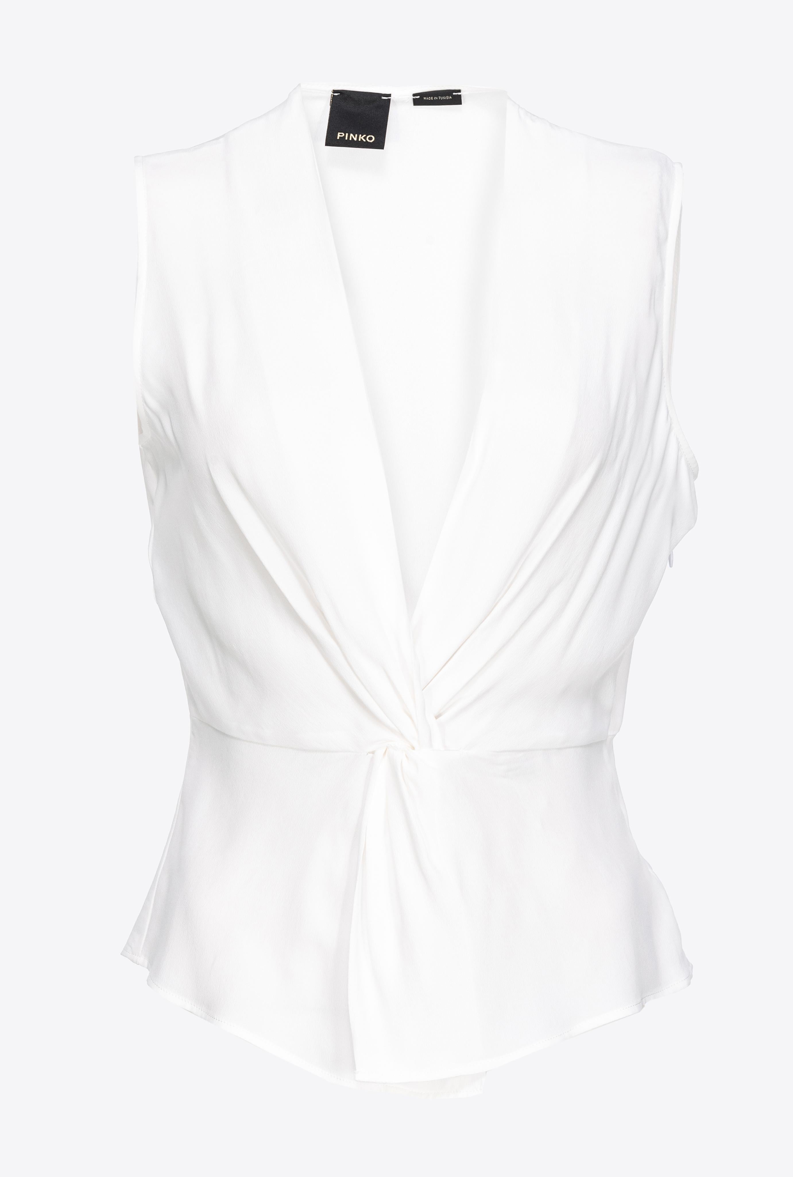 Top scollo a V in crèpe 1015868889 Z05 PINKO White 