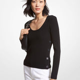 Pullover in maglia stretch a coste MS360MM33D 001 MICHAEL KORS Black 