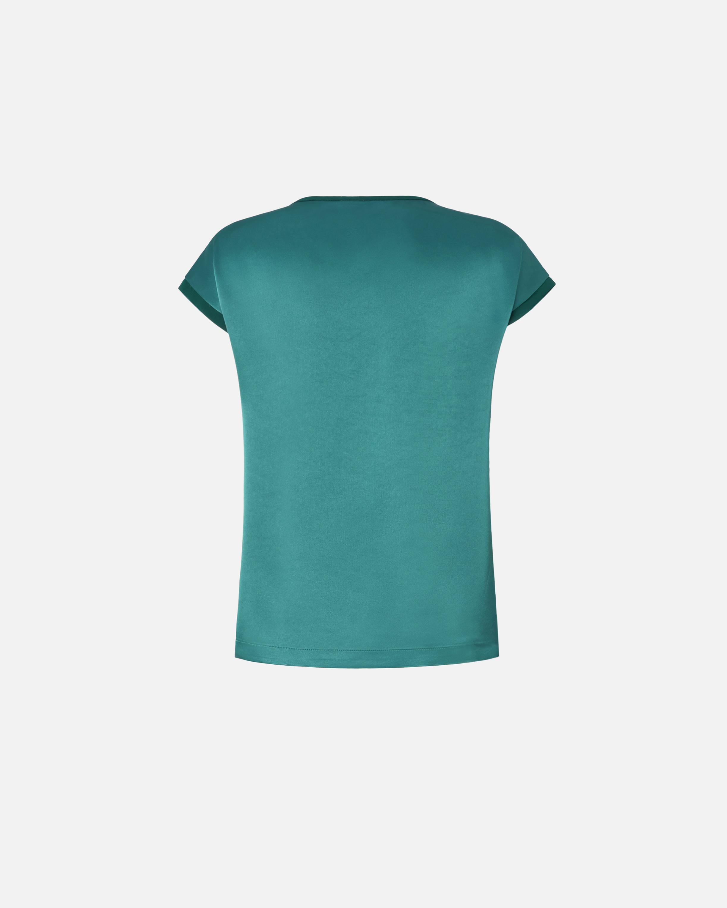 Blusa t-shirt satin e georgette 103951A206 S1A PINKO Verde bottiglia scuro 