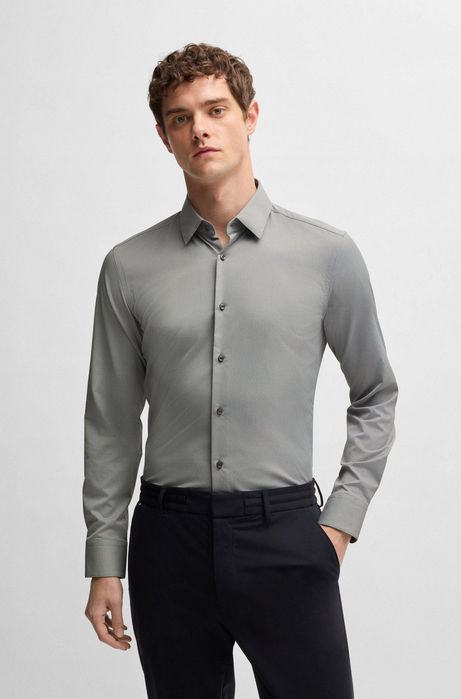 Camicia in microfibra slim 50539403 10270763 01 404 BOSS Dark blue 