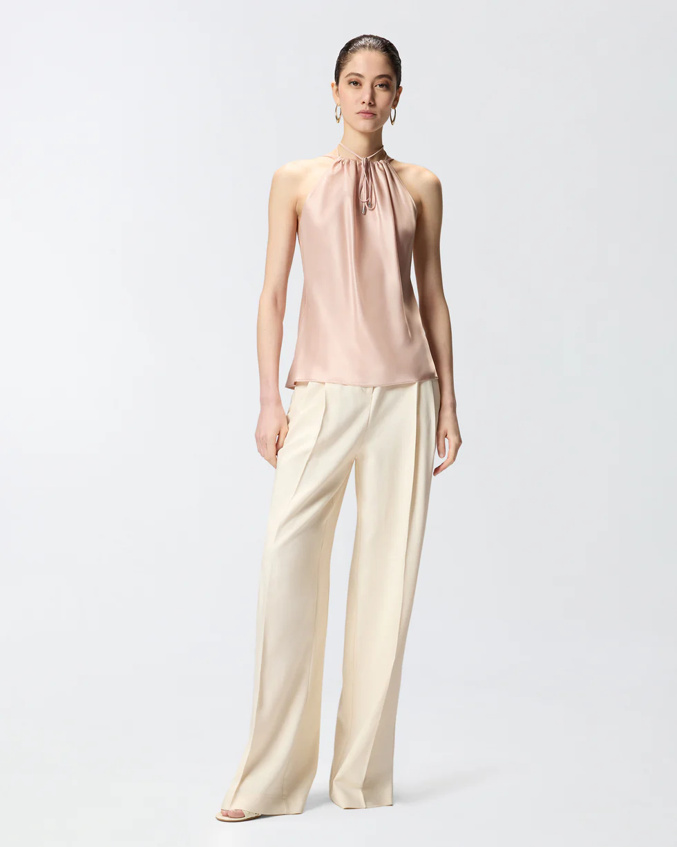 Top in satin di seta 106621A1Y5 Q35 PINKO Rosa mogano 
