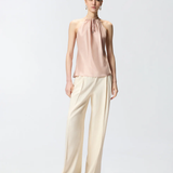 Top in satin di seta 106621A1Y5 Q35 PINKO Rosa mogano 