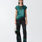 Blusa t-shirt satin e georgette 103951A206 S1A PINKO Verde bottiglia scuro 