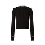 Cardigan girocollo con strass 105686A2S4 Z99 PINKO Nero limousine 
