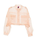 Caban cropped in organza di pura seta 106603A2DJ Q35 PINKO Rosa mogano 