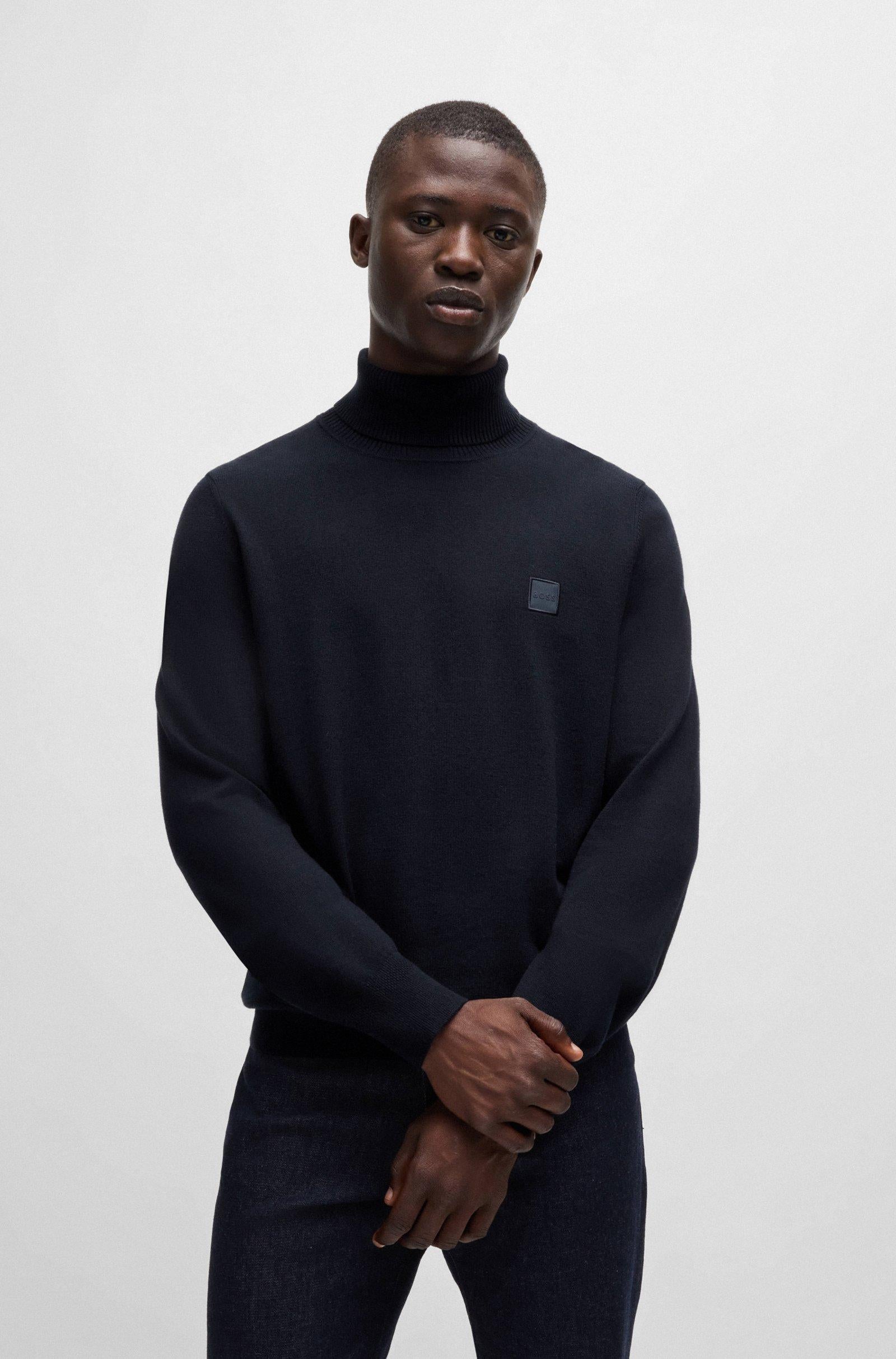 Maglia a collo alto cotone e cashmere 50527573 10265865 01 404 BOSS Dark blue 