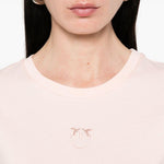 T-shirt maniche corte logo ricamato 100355A2HN N38 PINKO Rosa-castano pallido 