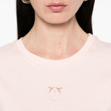 T-shirt maniche corte logo ricamato 100355A2HN N38 PINKO Rosa-castano pallido 
