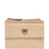 Portafoglio in pelle liscia con logo 103612A0F1 C50Q PINKO Begie-grigio fumo antique 