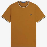 T-shirt con doppia riga M1588 V46 FRED PERRY Dkcarm/ecru/navy 