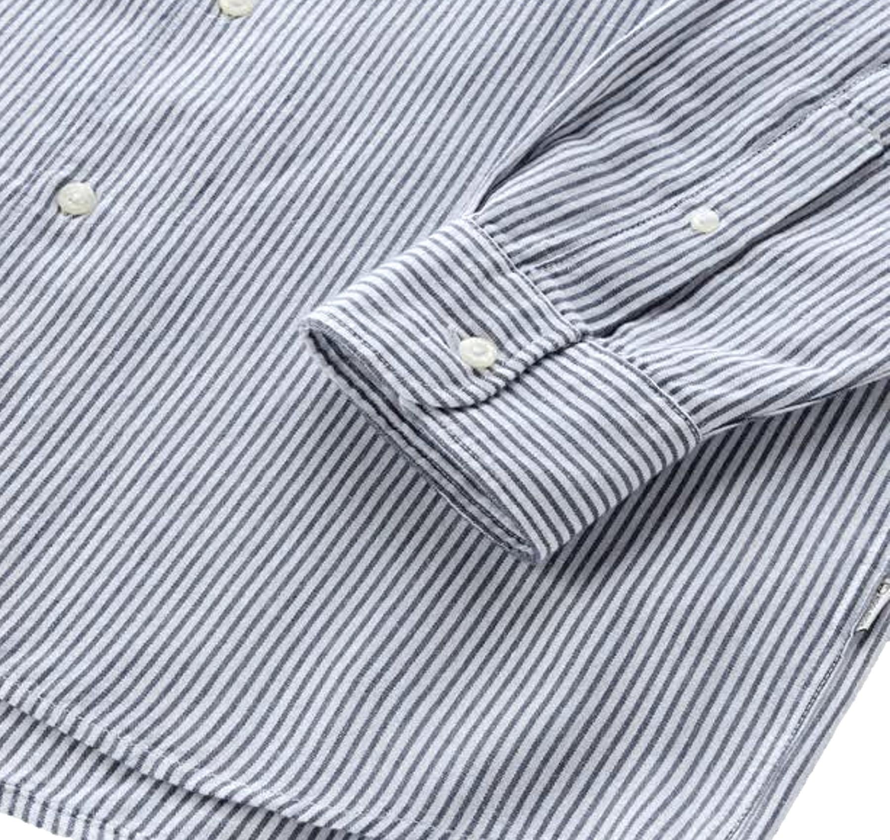 Camicia a righe in misto cotone e lino CFWOSI0134MRUT3707 31127 WOOLRICH Maritime blue 