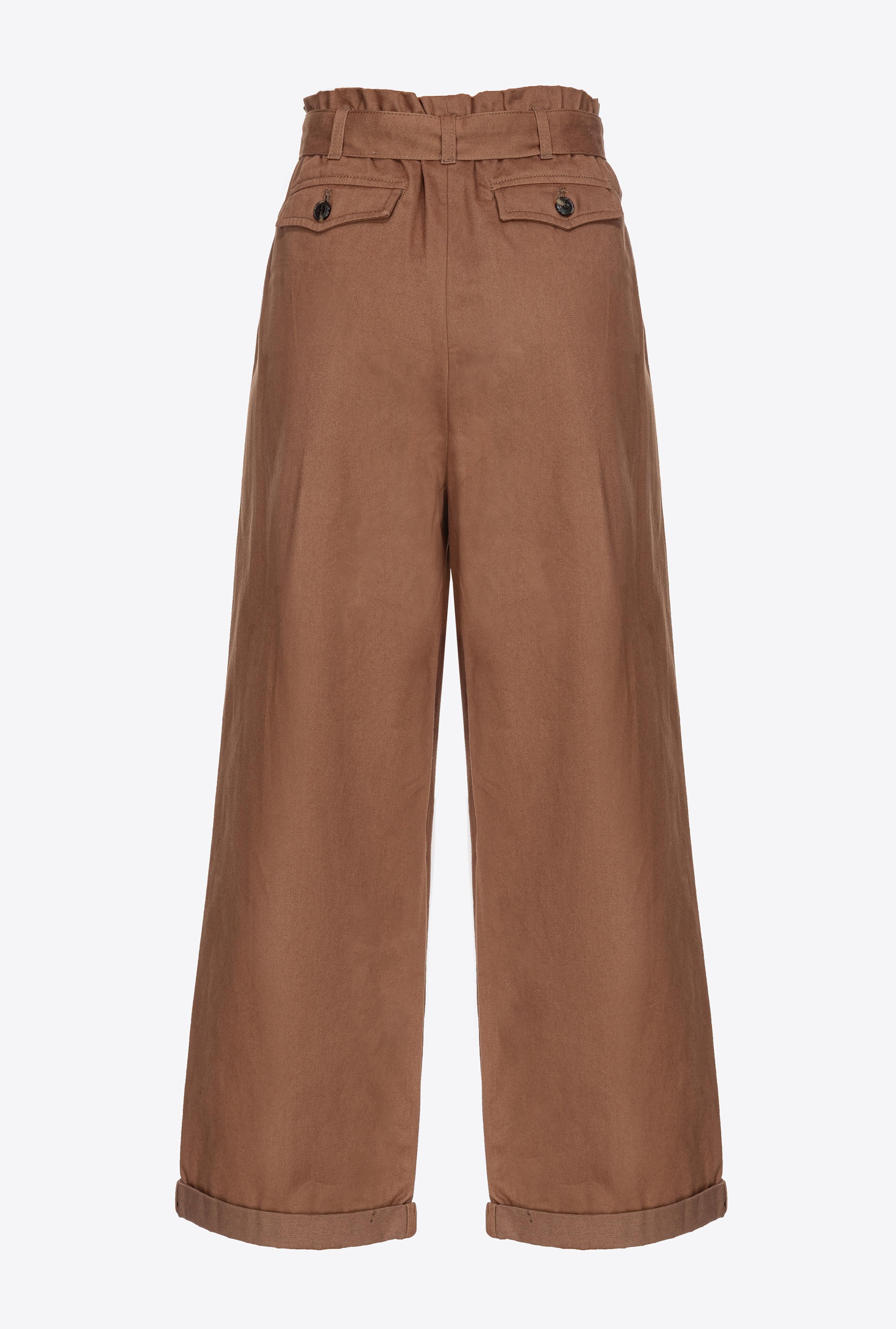 Pantaloni ampi cotone lavato 102191A1BB L71 PINKO Terra scura 