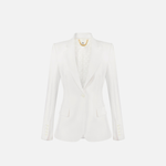 Giacca in doppio crêpe stretch con motivi a taglio vivo GI21661E2 360 ELISABETTA FRANCHI Avorio 
